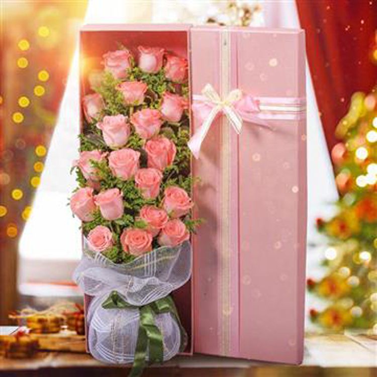 【诗与远方】19朵粉玫瑰礼盒闺蜜好友女友生日祝福礼物全城包送